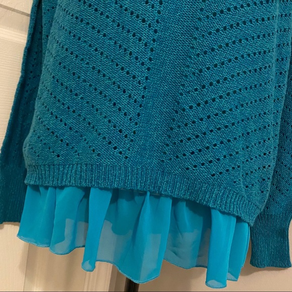 PRANA Knit Ruffle Bottom Ellery Sweater Blue - Picture 5 of 10